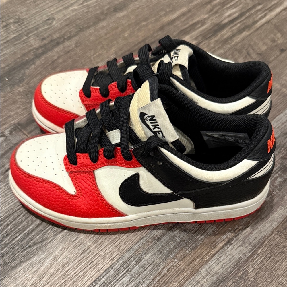 Nike Dunks Kids Sneakers in Red, Black, and White